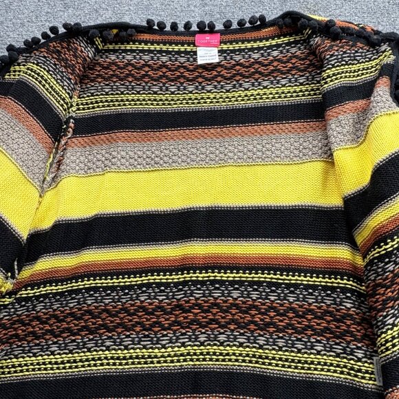 Together Cardigan Sweater Womens 16 Striped Knit Pompom Fringe Open Boho Tribal - Picture 10 of 11